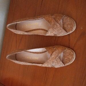 Jack Rogers NWT Palmer Criss-Cross Wedge Espadrille Shoes Cork SZ 8
